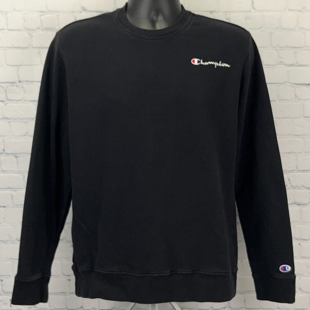 Champion Crewneck Sweatshirt M Medium Black Pullover Cotton Blend Streetwear